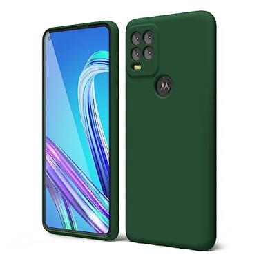 Imagem de oakxco Capa de telefone projetada para Motorola Moto G Stylus 5g 2021 com aderência de silicone, capa de telefone de gel de borracha macia para mulheres e meninas bonitas, fina e flexível, protetora TPU de 6,8 polegadas, verde escuro