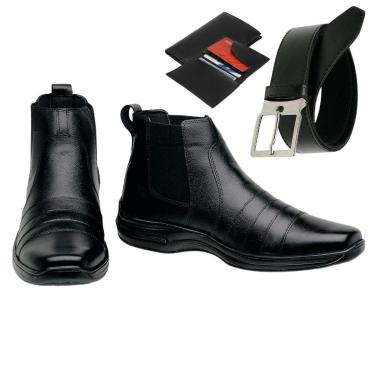 Imagem de Bota Coturno Gmm Shoes Ortopédico Leve Conforto Resistente Cinto + Carteira-Masculino