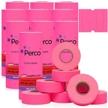 Imagem de Perco Etiquetas rosa fluorescentes de 2 linhas – 10 mangas, 60.000 etiquetas de preço em branco para pistolas Perco de 2 linhas de preço e data