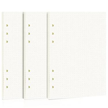 Imagem de Refil de papel pontilhado A5, 3 pacotes de papel para fichário, refil de diário de folha solta aplicável a 6 furos, 135 folhas e 270 páginas, perfeito para trabalho, casa ou escola (papel pontilhado)