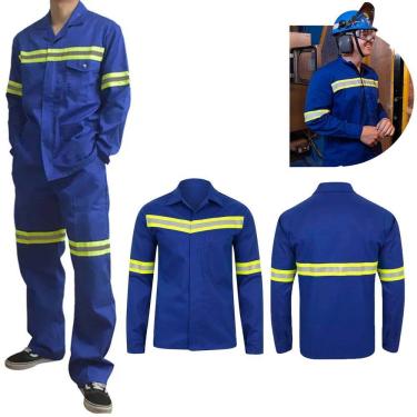 Imagem de Conjunto Uniforme EPI Faixa Refletiva Nr10 Segurança do Trabalho Construção Obra Serviço Eletricista Mecanico