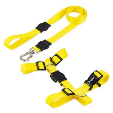 Imagem de Mood Pet Coleira Peitoral Para Cachorro Cães Modelo H Tradicional Tamanho Porte Grande Médio Pequeno (P, Yellow)