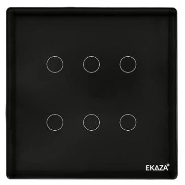 Imagem de EKAZA Interruptor Inteligente de Parede, Touch, 4x4, com 6 Botões, Wifi+BLE+RF433, Preto, Compativel com Google home e Alexa, T1074-6P