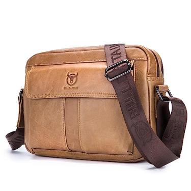 Imagem de Bolsa masculina de couro legítimo, tiracolo com vários bolsos, bolsa carteiro carteira, Marrom