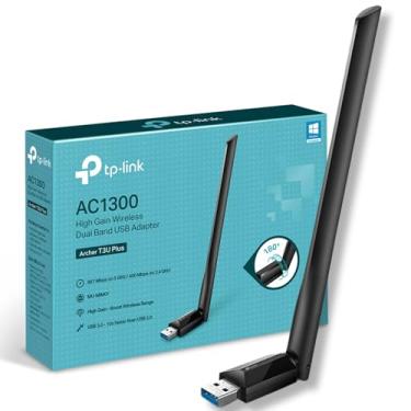 Imagem de TP-Link Adaptador Wi-Fi AC1300 USB 3.0 de alto ganho, adaptador Wi-Fi MU-MIMO de banda dupla com antena 5dBi para PC/Desktop/Laptop, suporta Windows 11/10/8.1/8/7 (Archer T3U Plus)
