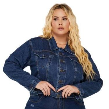 Imagem de Jaqueta Jeans Feminina  Plus Size Cropped Lavanda e Alecrim-Feminino