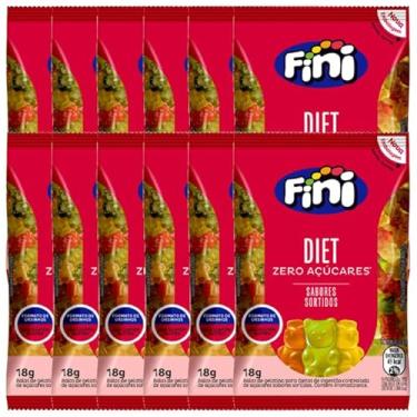 Imagem de Bala Gelatina Fini Zero Açúcar Diet contendo 12 pacotes de 18g cada