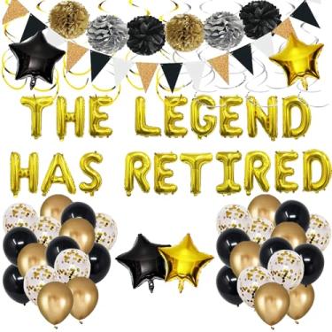Imagem de Decorações de festa de aposentadoria para mulheres decorações de aposentadoria feliz para homens balões de aposentadoria A lenda tem balões aposentados faixa de fundo suprimentos para eventos de festa de trabalho, lembrancinhas de presentes