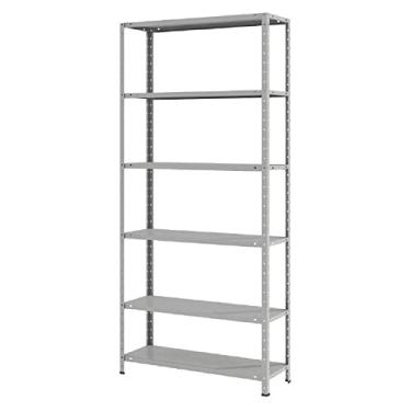 Imagem de Estante de Aço Multiuso Elite Aço com 6 Prateleiras 198 x 93 x 30 Suporta até 20 kg Por Prateleira - Cinza Crystal