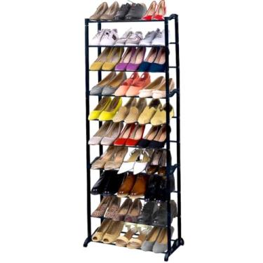 Imagem de Sapateira Organizadora Multiuso Vertical 10 Andares Prateleira Tênis Sapatos (Preto)