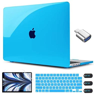 Imagem de CISSOOK Compatível com MacBook Air 13,6 polegadas 2022 2024 2025 versão modelo A268 A3113 A3240 com Touch ID, capa rígida para laptop com capa de teclado para Mac Air 13,6 M2 M3 M4, azul celeste