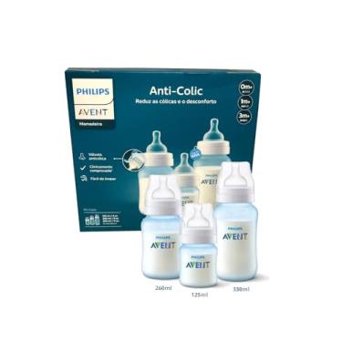 Imagem de Kit Triplo Mamadeira Anti-Colic Philips Avent 125ml + 260ml + 330ml Azul