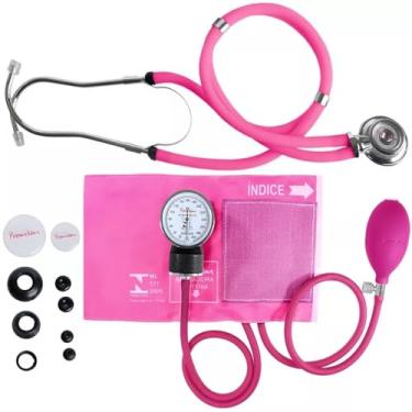 Imagem de Kit Acadêmico Enfermagem Esfigmomanômetro Estetoscópio Rosa