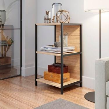 Imagem de Estante Soul Est Tampo Amd Claro Ambiente Principal Sala de Estar Amadeirado/Preto