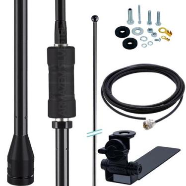 Imagem de Antena Px Black Mini Argentina 200w 1,08m Suporte Caminhonete Cabo 5,5