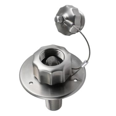 Imagem de Entrada de água RV City Com Válvula de Retenção, 3/4 pol. GHT Fêmea 1/2 pol. NPT Macho RV City Water Fill Inlet, Conexão de Entrada de água RV, Flange de 3 Polegadas RV City