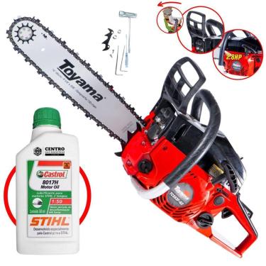Imagem de Motosserra Toyama TCS53F-G2 À Gasolina 2T 49cc 2,8HP 13.500rpm Sabre 16 Polegadas Robusta e de Alto Desempenho + ÓLEO STIHL 2 TEMPOS