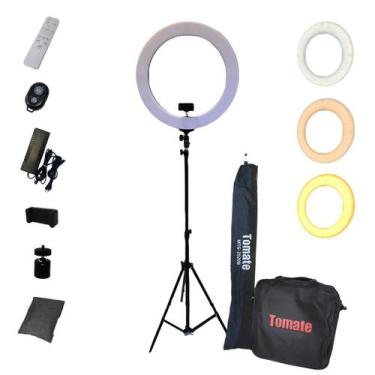 Imagem de Ring Light Iluminador Portátil TOMATE 48cm Tripé 2m C/SACOLA