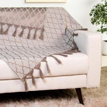 Imagem de Xale Manta Sofá Jacquard Geometrico 1,80mx1,40m - Cinza Quente - decor