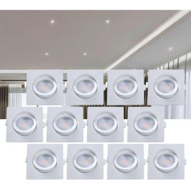 Imagem de Kit 12 Spot Led Par20 Embutir Quadrado Direcionável Bivolt 7w - Taschi