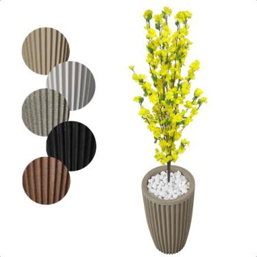Imagem de Cerejeira Amarela Flor Artificial para Sala com Vaso Decoração - Flor 