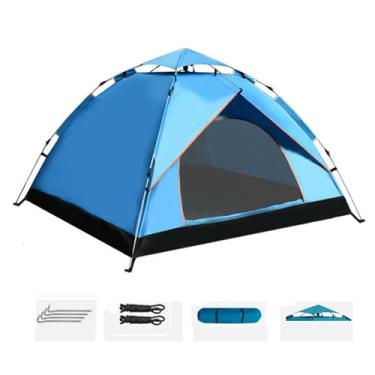 Imagem de Barraca de acampamento para 3 pessoas, barraca pop-up instantânea para acampamento, impermeável, à prova de vento, UV, para caminhadas, acampamento, praia, aventura, festa do pijama (BLIUE)