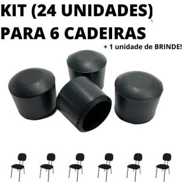 Imagem de Kit 24 Sapata Ponteira Borracha Resistente 6 Cadeiras 1.1/4 Pol 3,2cm 