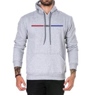 Imagem de Moletom Masculino Algodão Estampado Capuz Bolso Canguru - Polo Blu, G,