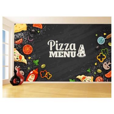 Imagem de Papel De Parede Alimentos Cantinho Pizza Lousa 3,5M Al342 - Você Decor