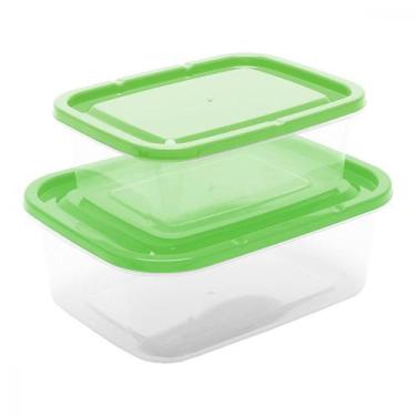 Imagem de Kit 2 Potes Plásticos com Tampa Utensílios de Cozinha Marmitas Vasilha