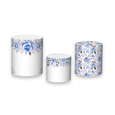 Imagem de Trio De Capa Cilindro - Floral Azul Religioso Deus Está no Controle 03