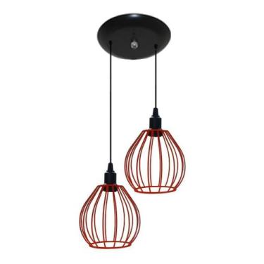 Imagem de Lustre Pendente Aramado Retro Modelo Balão - 02 Juntos Na Mesma Canopl