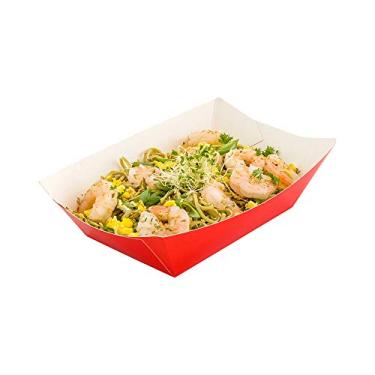 Imagem de Barco de papel vermelho Bio Tek - 13,8 cm x 8,8 cm x 5 cm - Caixa com 50 unidades - Restaurantware