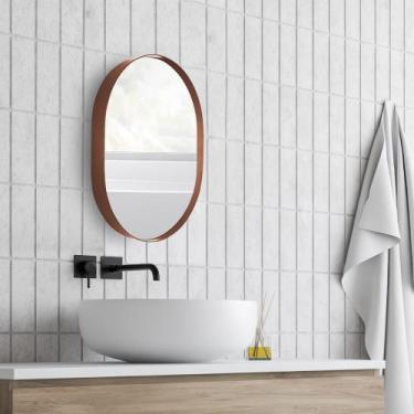 Imagem de Espelho de Vidro Oval 50cm x 40cm com Moldura Premium - Opções de Core