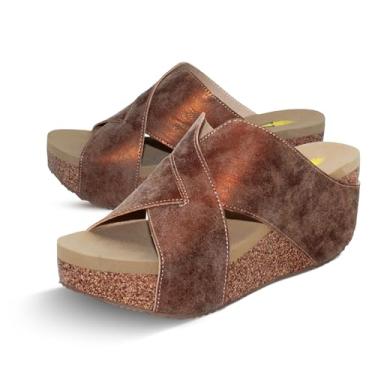 Imagem de VOLATILE Sandália feminina esportiva Firefly casual salto médio 5 a 7,6 cm - preta, Bronze, 38