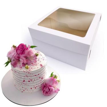 Imagem de Caixa Para Bolo Top Visor 26x26x10 cm Kit 5 Peças - HIGH PRINTING