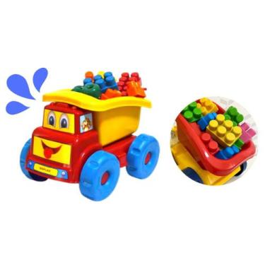Imagem de Caminhão Caçamba Baby Com Blocos de Montar Educativos - Casa Brinq - B