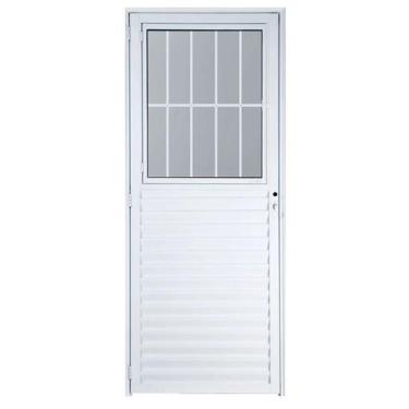 Imagem de Porta social 2,10x80 lado ESQUERDO no alumínio branco - Prisma, CPF, J