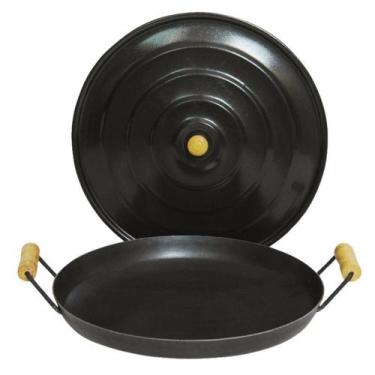 Imagem de Paellera Frigideira Grande Com Tampa 40cm Aço Laminado 5,5 Litros - Be