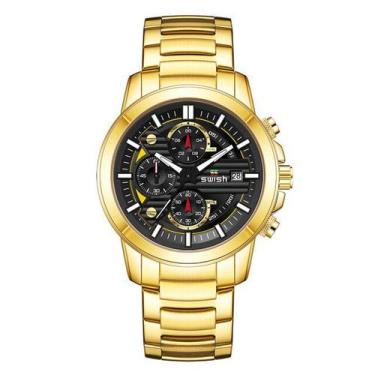 Imagem de Relógio SWISH  Masculino  Militar à Prova D água Ouro Aço  - ElaShopp