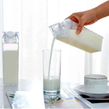 Imagem de Garrafa de Acrílico  Plástico Sem BPA Resistente Água Suco Leite Quadr