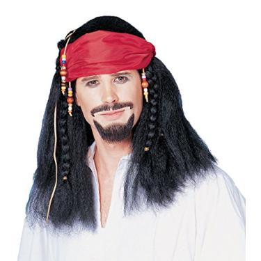 Imagem de Costume Culture Peruca masculina Buccaneer com bandana, Preto, tamanho nico