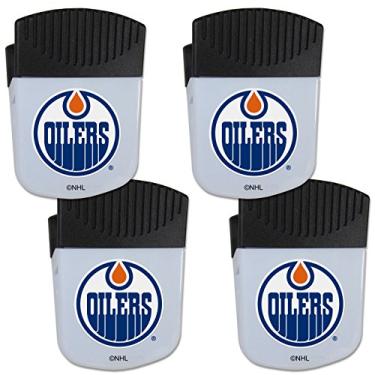 Imagem de NHL Siskiyou Sports Fan Shop Edmonton Oilers Chip Clip Magnet com abridor de garrafa pacote com 4 cores da equipe