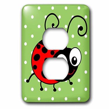 Imagem de 3dRose lsp_113183_6 Lindo design de bolinhas verde de joaninha Kawaii Happy Red and Black Spots Ladybird Cartoon Lady Bug 2 Plug Outlet Cover