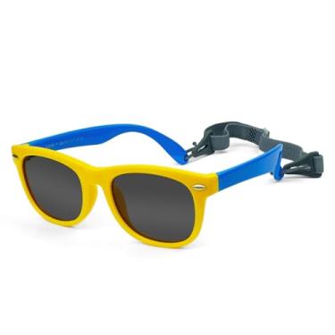 Imagem de FADXIN Óculos de sol polarizados para bebês meninos e meninas TPEE armação flexível com alça de 0 a 3 anos, Amarelo