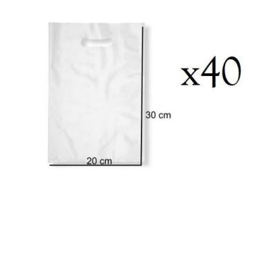 Imagem de Kit 40 Sacolas Plástica Branca 20x30cm com Alça resistente - Lynx prod