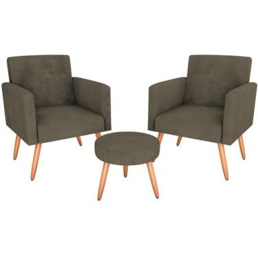 Imagem de kit 2 Poltronas e Puff  Nina Suede Capuccino - Matrix