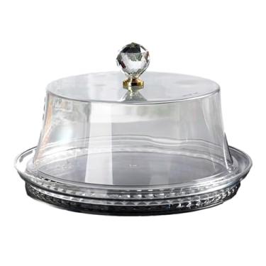 Imagem de Generic Suporte para bolo com tampa de domo, bandeja de sobremesa, prato de servir transparente, suporte para bolo, prato de bolo para festa festiva, cozinha, 34x34x17cm