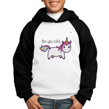 Imagem de Moletom Infantil Be You Tiful - Foca na Moda, Branco, Preto, 6