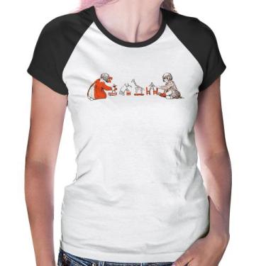 Imagem de Baby Look Raglan Crianças Brincando - Foca na Moda, Branco, Preto, G